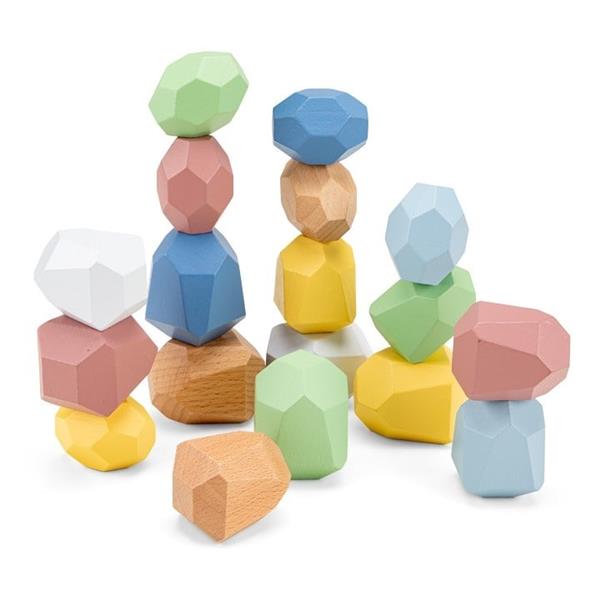 Grote foto houten balansblokken stones 18 delen pastel kleuren kinderen en baby overige