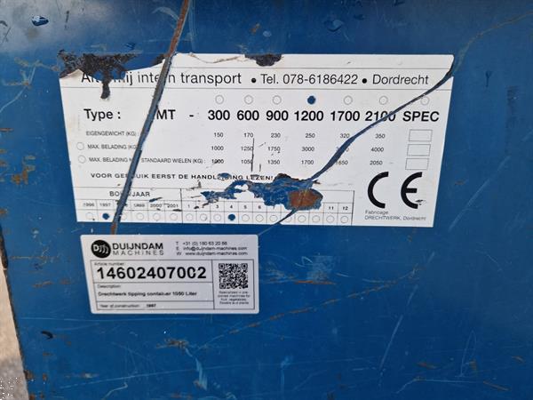 Grote foto altermij mt 1200 kiepcontainer 1200 liter agrarisch tractor toebehoren