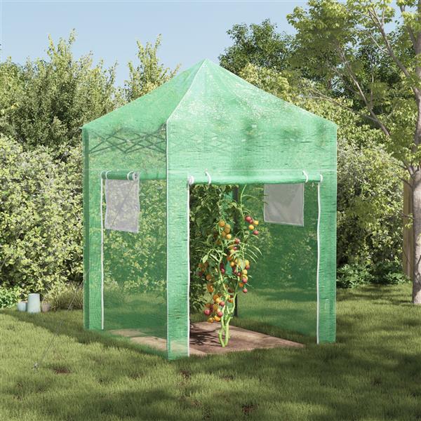 Grote foto vidaxl kweekkas met opblaasframe groen 200 x 200 x 300 cm staal tuin en terras overige tuin en terras