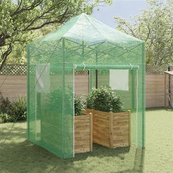 Grote foto vidaxl kweekkas met opblaasframe groen 200 x 200 x 300 cm staal tuin en terras overige tuin en terras