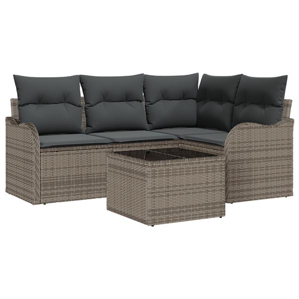 Grote foto vidaxl 4 delige tuinbankenset met kussens poly rattan zwart tuin en terras tuinmeubelen
