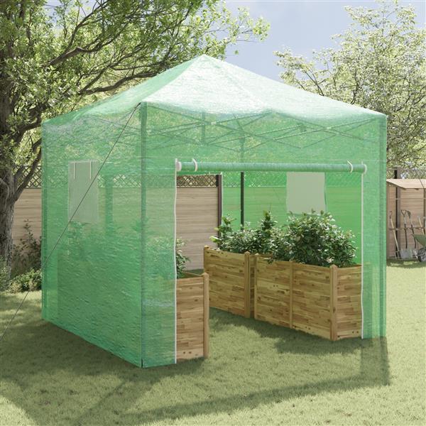 Grote foto vidaxl kweekkas met opblaasframe groen 290 x 290 x 315 cm staal tuin en terras overige tuin en terras
