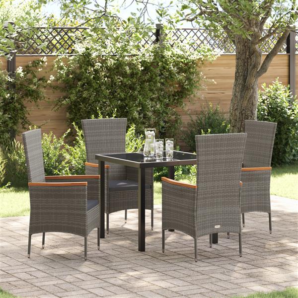 Grote foto vidaxl 5 delige tuinset met kussens grijs poly rattan tuin en terras tuinmeubelen