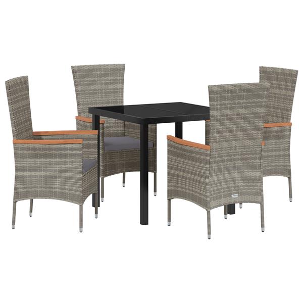 Grote foto vidaxl 5 delige tuinset met kussens grijs poly rattan tuin en terras tuinmeubelen