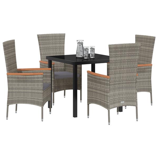 Grote foto vidaxl 5 delige tuinset met kussens grijs poly rattan tuin en terras tuinmeubelen