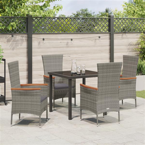 Grote foto vidaxl 5 delige tuinset met kussens grijs poly rattan tuin en terras tuinmeubelen