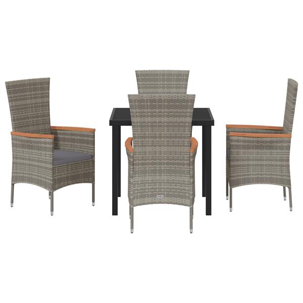 Grote foto vidaxl 5 delige tuinset met kussens grijs poly rattan tuin en terras tuinmeubelen