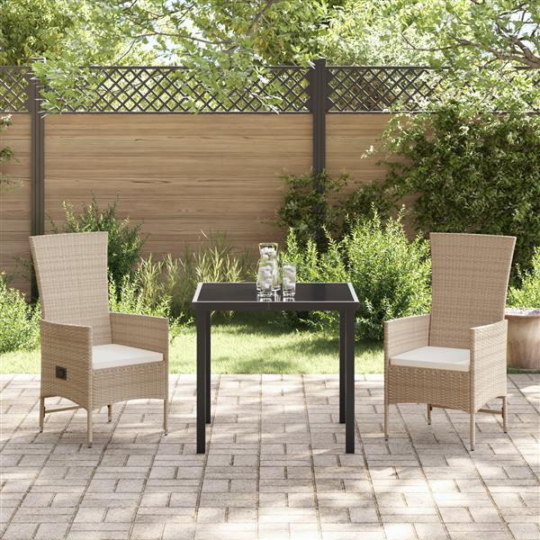 Grote foto vidaxl 3 delige tuinset met kussens beigekleurd poly rattan tuin en terras tuinmeubelen