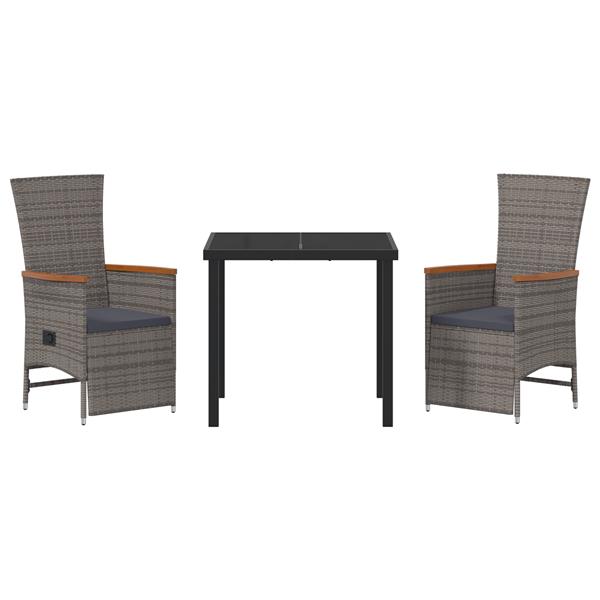 Grote foto vidaxl 3 delige tuinset met kussens in grijs poly rattan tuin en terras tuinmeubelen