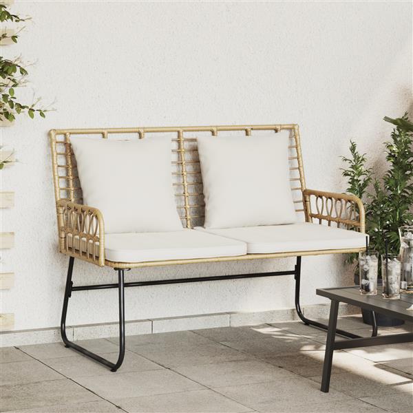 Grote foto vidaxl tuinbank zwart antraciet 113 x 69 x 83 cm poly riet staal tuin en terras tuinmeubelen