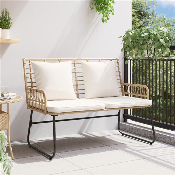 Grote foto vidaxl tuinbank zwart antraciet 113 x 69 x 83 cm poly riet staal tuin en terras tuinmeubelen