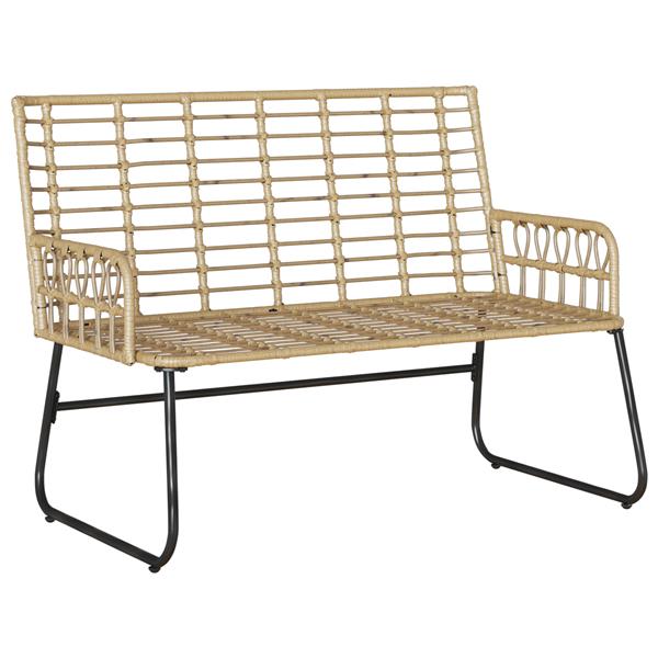 Grote foto vidaxl tuinbank zwart antraciet 113 x 69 x 83 cm poly riet staal tuin en terras tuinmeubelen