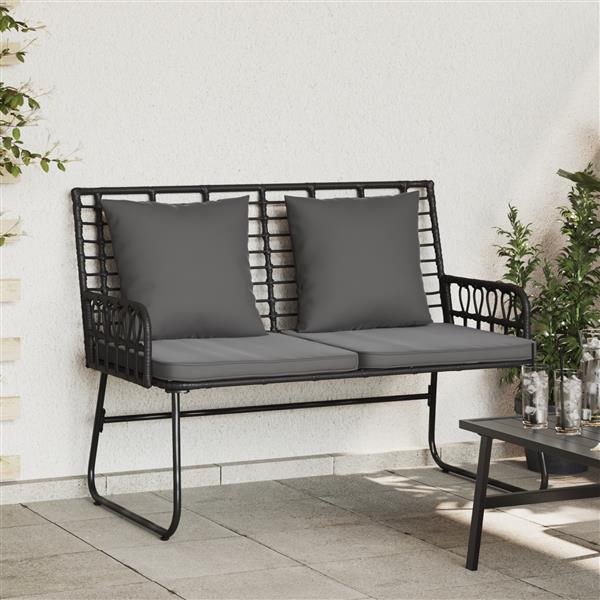 Grote foto vidaxl tuinbank zwart antraciet 113 x 69 x 83 cm poly riet staal tuin en terras tuinmeubelen