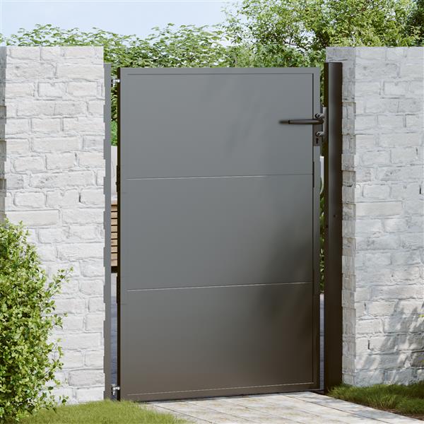 Grote foto vidaxl tuinpoort zwart 100 x 125 cm poedergecoat staal tuin en terras hekken en schuttingen