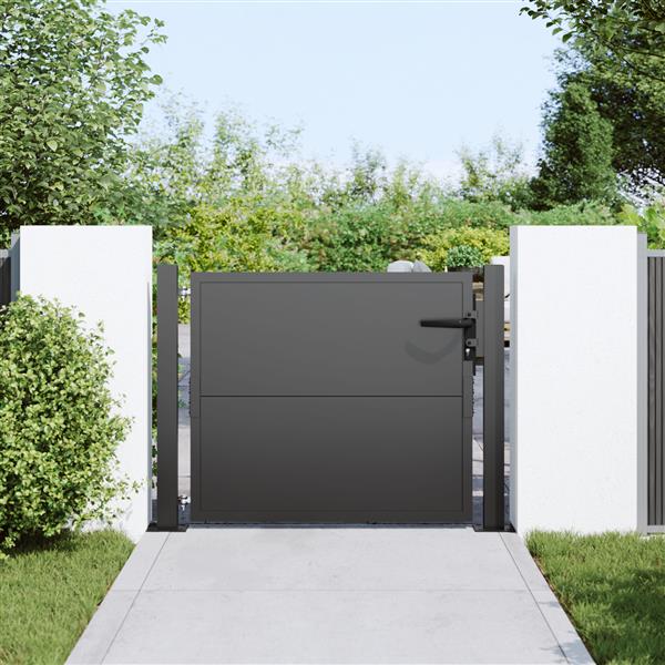 Grote foto vidaxl tuinpoort met slot zwart 100 x 100 cm poedergecoat staal tuin en terras hekken en schuttingen