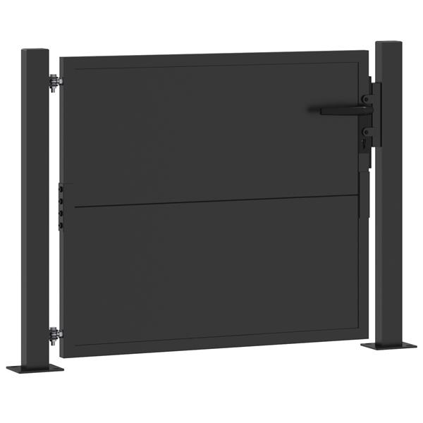 Grote foto vidaxl tuinpoort met slot zwart 100 x 100 cm poedergecoat staal tuin en terras hekken en schuttingen