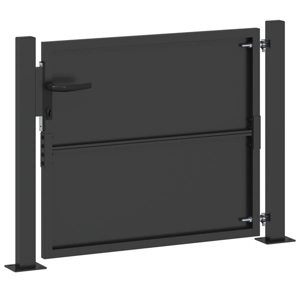 Grote foto vidaxl tuinpoort met slot zwart 100 x 100 cm poedergecoat staal tuin en terras hekken en schuttingen