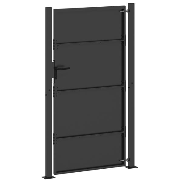 Grote foto vidaxl tuinpoort met slot zwart 105 x 200 cm poedergecoat staal tuin en terras hekken en schuttingen
