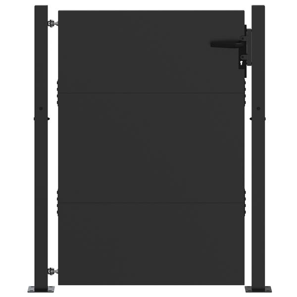 Grote foto vidaxl tuinpoort met slot zwart 105 x 150 cm poedergecoat staal tuin en terras hekken en schuttingen