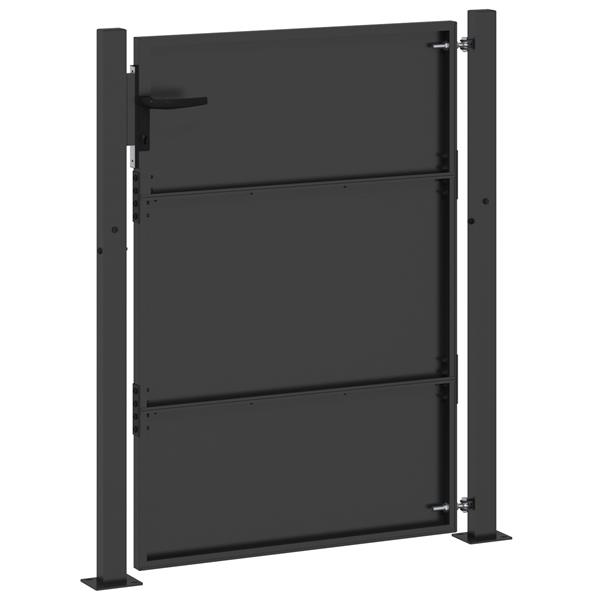 Grote foto vidaxl tuinpoort met slot zwart 105 x 150 cm poedergecoat staal tuin en terras hekken en schuttingen