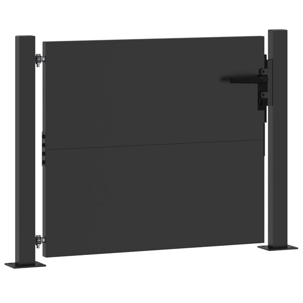 Grote foto vidaxl tuinpoort met slot zwart 105 x 100 cm poedergecoat staal tuin en terras hekken en schuttingen