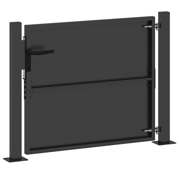 Grote foto vidaxl tuinpoort met slot zwart 105 x 100 cm poedergecoat staal tuin en terras hekken en schuttingen