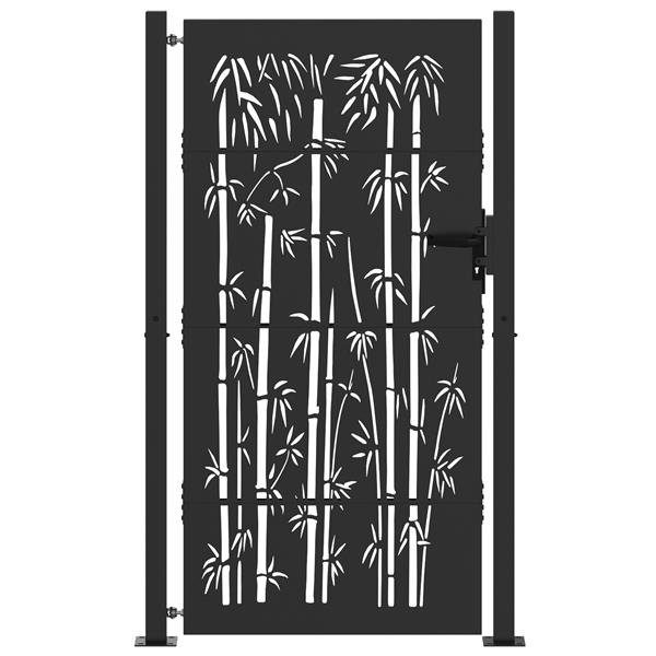 Grote foto vidaxl tuinpoort anders met slot zwart 105 x 200 cm poedergecoat staal tuin en terras hekken en schuttingen