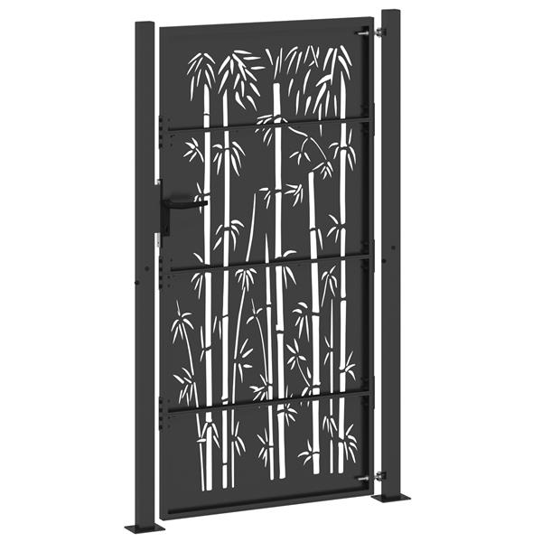 Grote foto vidaxl tuinpoort anders met slot zwart 105 x 200 cm poedergecoat staal tuin en terras hekken en schuttingen