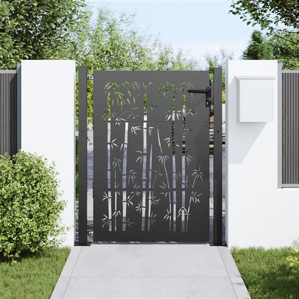Grote foto vidaxl tuinpoort anders met slot zwart 105 x 150 cm poedergecoat staal tuin en terras hekken en schuttingen