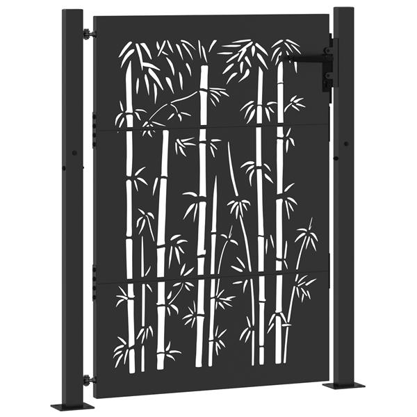 Grote foto vidaxl tuinpoort anders met slot zwart 105 x 150 cm poedergecoat staal tuin en terras hekken en schuttingen