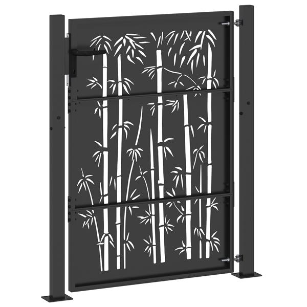 Grote foto vidaxl tuinpoort anders met slot zwart 105 x 150 cm poedergecoat staal tuin en terras hekken en schuttingen