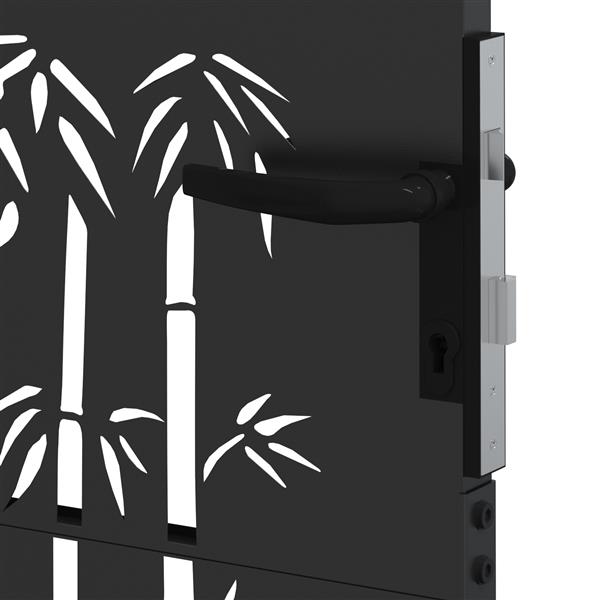 Grote foto vidaxl tuinpoort anders met slot zwart 105 x 150 cm poedergecoat staal tuin en terras hekken en schuttingen