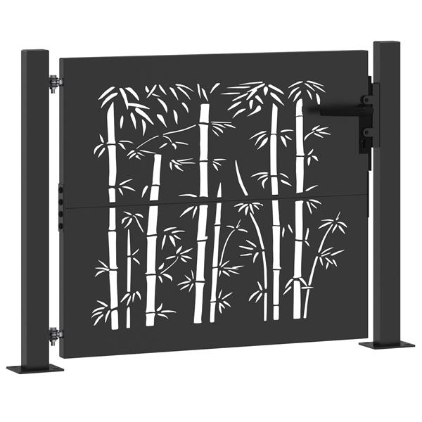 Grote foto vidaxl tuinpoort anders met slot zwart 105 x 100 cm poedergecoat staal tuin en terras hekken en schuttingen