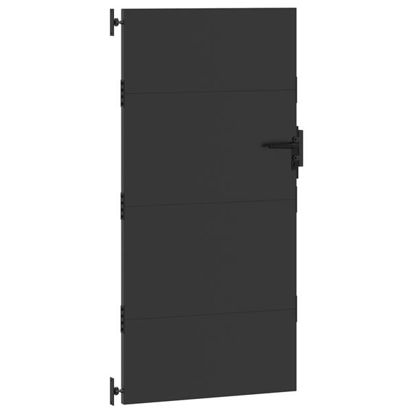 Grote foto vidaxl tuinpoort met slot zwart 105 x 200 cm poedergecoat staal tuin en terras hekken en schuttingen