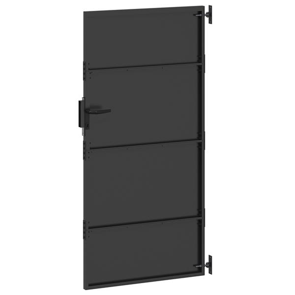 Grote foto vidaxl tuinpoort met slot zwart 105 x 200 cm poedergecoat staal tuin en terras hekken en schuttingen