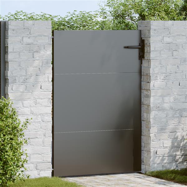 Grote foto vidaxl tuinpoort met slot zwart 105 x 125 cm poedergecoat staal tuin en terras hekken en schuttingen
