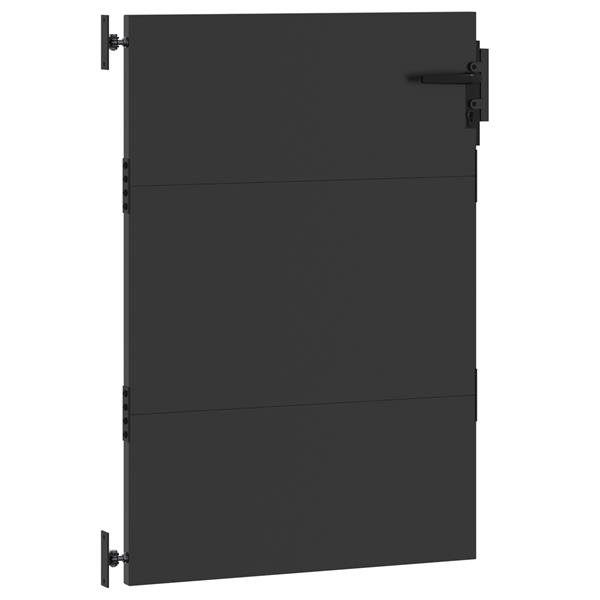 Grote foto vidaxl tuinpoort met slot zwart 105 x 125 cm poedergecoat staal tuin en terras hekken en schuttingen