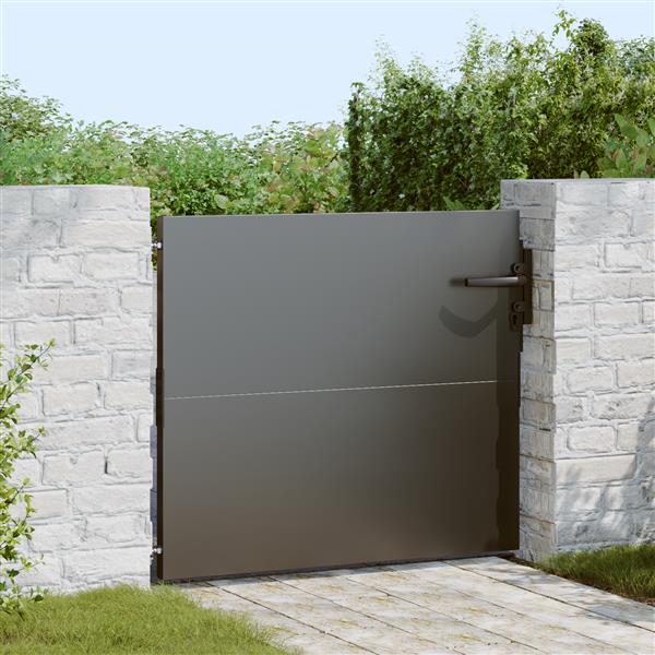 Grote foto vidaxl tuinpoort met slot zwart 105 x 100 cm poedergecoat staal tuin en terras hekken en schuttingen