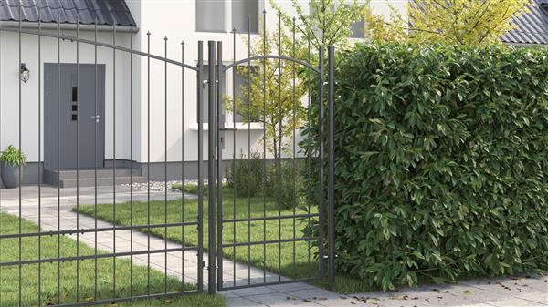 Grote foto vidaxl tuinpoort met slot grijs 200 x 100 cm 100 x 200 cm staal tuin en terras hekken en schuttingen