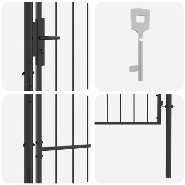 Grote foto vidaxl tuinpoort met slot grijs 200 x 100 cm 100 x 200 cm staal tuin en terras hekken en schuttingen