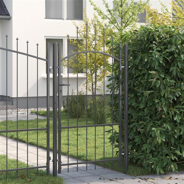 Grote foto vidaxl tuinpoort met slot grijs 170 x 100 cm 100 x 175 cm staal tuin en terras hekken en schuttingen