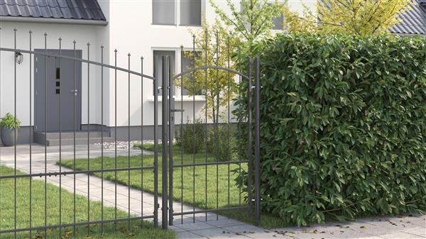 Grote foto vidaxl tuinpoort met slot grijs 170 x 100 cm 100 x 175 cm staal tuin en terras hekken en schuttingen