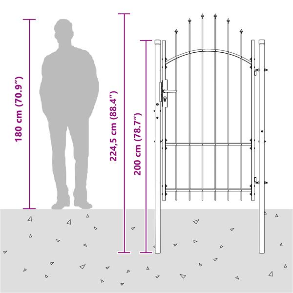 Grote foto vidaxl tuinpoort met slot grijs 170 x 100 cm 100 x 175 cm staal tuin en terras hekken en schuttingen