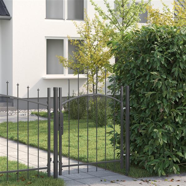 Grote foto vidaxl tuinpoort met slot grijs 100 x 125 cm 125 x 100 cm staal tuin en terras hekken en schuttingen