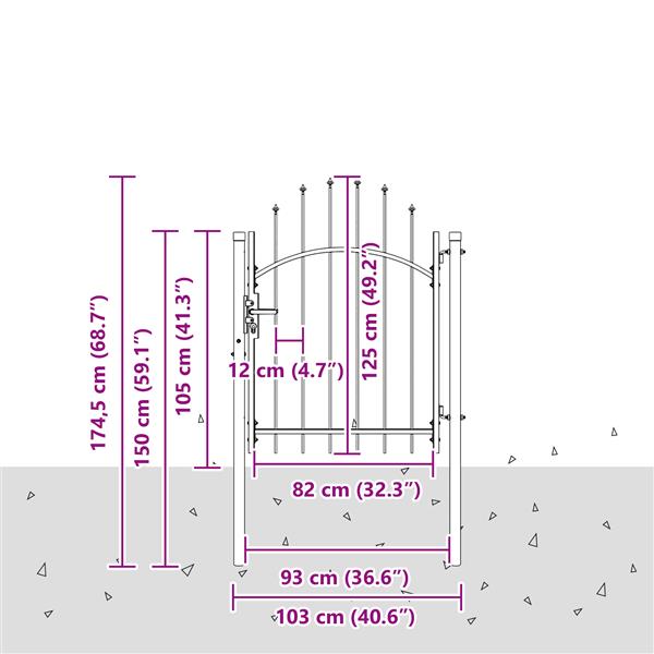 Grote foto vidaxl tuinpoort met slot grijs 100 x 125 cm 125 x 100 cm staal tuin en terras hekken en schuttingen