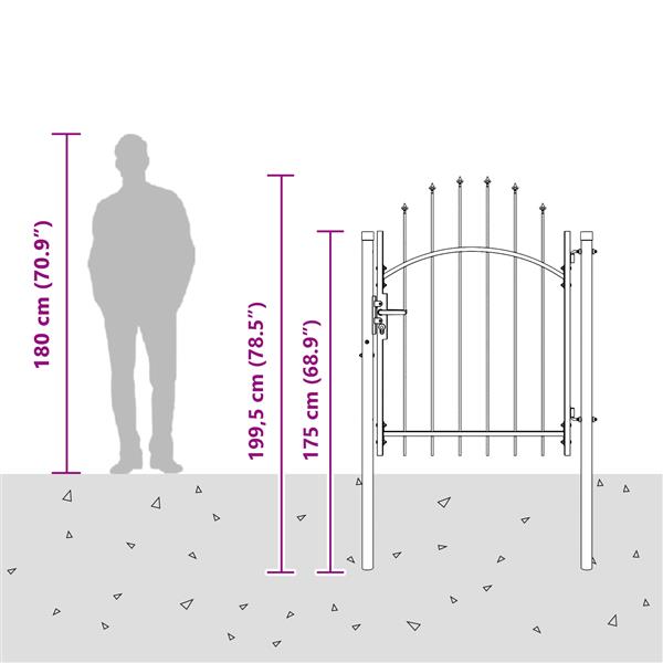 Grote foto vidaxl tuinpoort met slot grijs 150 x 100 cm 100 x 150 cm staal tuin en terras hekken en schuttingen