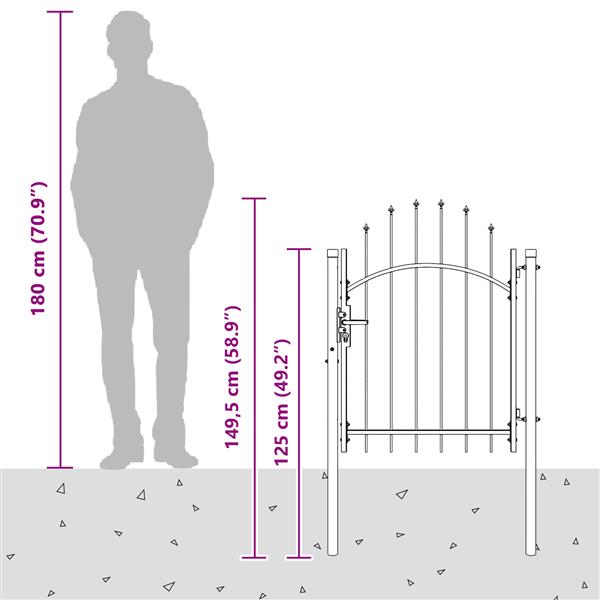 Grote foto vidaxl tuinpoort met slot grijs 100 x 100 cm staal tuin en terras hekken en schuttingen