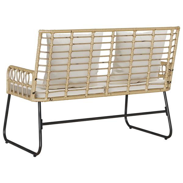 Grote foto vidaxl tuinbank zwart antraciet 113 x 69 x 83 cm poly riet staal tuin en terras tuinmeubelen