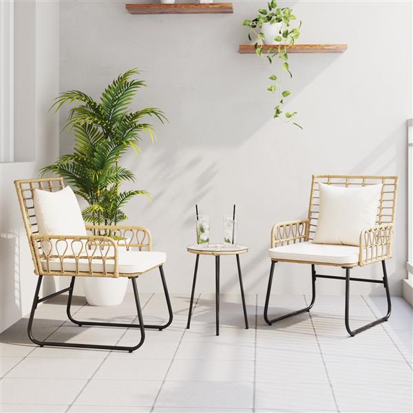 Grote foto vidaxl tuin eetset met kussen 3 pcs zwart antraciet 35 x 35 x 45 cm tuin en terras tuinmeubelen
