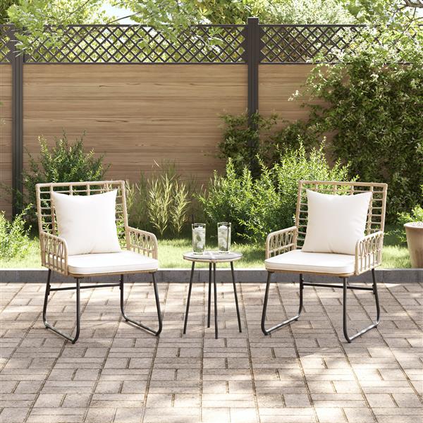 Grote foto vidaxl tuin eetset met kussen 3 pcs zwart antraciet 35 x 35 x 45 cm tuin en terras tuinmeubelen